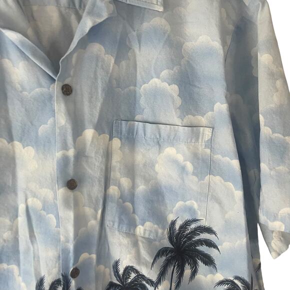 RJC Men's Size 2XL Hawaiian Palm Tree Vacation‎ Blue Button Up - Picture 4 of 9